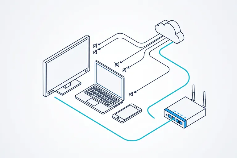 Devices around a router with only one active connection